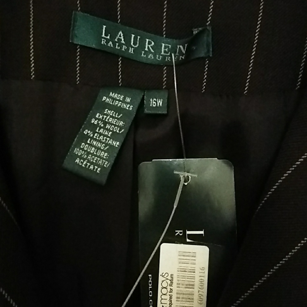 Ralph Lauren brown pinstripe blazer 16W - Picture 2 of 6